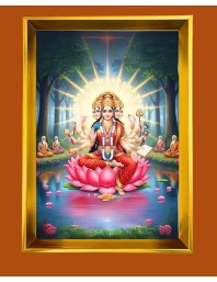 Mata Gayatri Golden Photo Frame - 10x14 Inches | Elegant Wooden Frame For Home, Office & Temple Decoration | Spiritual Wall & Table Decor And Gift Item (F9544)