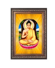 Gautama Buddha Spiritual Guru Digital Photo In Designer Frame, Size 10x16 Inch | Hindu Religious Picture For Home Temple, Office & Gift | Wall Art & Pooja Decor (F10455)