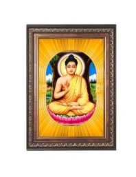 Gautama Buddha Spiritual Guru Digital Photo In Designer Frame, Size 14x18 Inch | Hindu Religious Picture For Home Temple, Office & Gift | Wall Art & Pooja Decor (F10455)