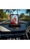 Car Desk/Table Top Lord Shiva And Parvathi Wooden Photo Stand 3x4 Inches, Compact & Stylish Spiritual Display For Car, Home & Office (Pack Of 1) (F14327)