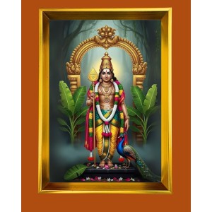 Golden Photo Frame - 10x14 Inches | Elegant Wooden Frame For Home, Office & Temple Decoration | Spiritual Wall & Table Decor and Gift Item