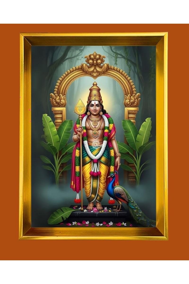 Golden Photo Frame - 10x14 Inches | Elegant Wooden Frame For Home, Office & Temple Decoration | Spiritual Wall & Table Decor and Gift Item