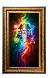 Bramha Vishnu Shiva Digital Golden Balck Color Photo Frame | Hindu Religious Wall Decor | 10x16 Inches - Inspirational Wall Art For Office, Home Decor - Ideal Spiritual Gift (F16499)