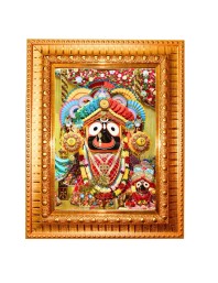 Jaai Jaganaath Golden Designer Photo Frame | 16x20 Inch Religious Wall Hanging Frame For Home & Office Decoration | Hindu Deity Spiritual Gift Item