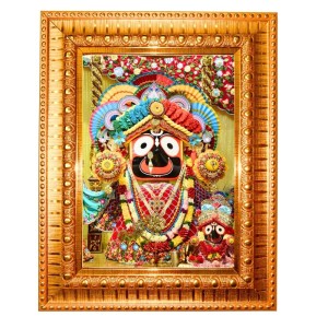 Jaai Jaganaath Golden Designer Photo Frame | 16x20 Inch Religious Wall Hanging Frame For Home & Office Decoration | Hindu Deity Spiritual Gift Item