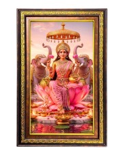 Goddess Lakshmi Digital Golden Balck Color Photo Frame | Hindu Religious Wall Decor | 10x16 Inches - Inspirational Wall Art For Office, Home Decor - Ideal Spiritual Gift (F16724)