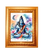 Divine Krishna Golden Designer Photo Frame | 10x14 Inch Religious Wall Hanging Frame For Home, Office Decoration and Spiritual Gift Item (M2)