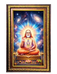 Raghavendra Swami Digital Golden Balck Color Photo Frame | Hindu Religious Wall Decor | 10x16 Inches - Inspirational Wall Art For Office, Home Decor - Ideal Spiritual Gift (F16951)