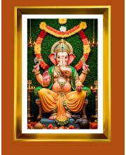 Golden Photo Frame - 10x14 Inches | Elegant Wooden Frame For Home, Office & Temple Decoration | Spiritual Wall & Table Decor and Gift Item
