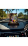 Car Desk/Table Top Lord Krishna Wooden Photo Stand 3x4 Inches, Compact & Stylish Spiritual Display For Car, Home & Office (Pack Of 1) (F14402)
