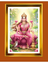 Mata Lakhsmi Golden Photo Frame - 18x22 Inches | Elegant Wooden Frame For Home, Office & Temple Decoration | Spiritual Wall & Table Decor And Gift Item (F9710)