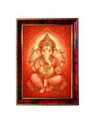 Lord Ganesha Photo Frame For Wall & Table | 7x9 Inch Golden Cherry Finish | Decorative Lord Ganesha Photo Frame For Home, Office & Pooja Room (F11804)