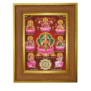 Mata Lakshmi Photo Frame 16x20 Inches-Brown Wooden Frame For Home, Office & Temple Decoration And Gifting (F6251)