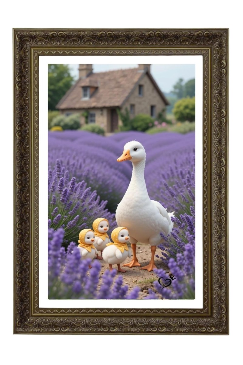 Duck With Baby Big Photo Frame - 20x28 Inches For Home,Temple & Office Decoration (F11055)