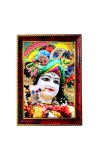 Lord Shri Krishna Photo Frame For Wall & Table | 7x9 Inch Golden Cherry Finish | Decorative Lord Shri Krishna Photo Frame For Home, Office & Pooja Room (F11307)