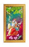 Divine Radha Krishna Digital Golden Color Photo Frame | Hindu Religious Wall Decor | 8x15 Inches - Inspirational Wall Art For Office, Home Decor - Ideal Spiritual Gift (F10337)