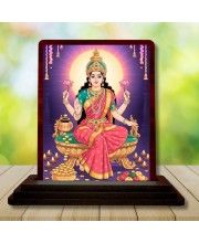 Car Desk/Table Top Goddess Lakshmi Wooden Photo Stand 3x4 Inches, Compact & Stylish Spiritual Display For Car, Home & Office (Pack Of 1) (F14542)