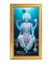 Lord Vishnu Digital Golden Color Photo Frame | Hindu Religious Wall Decor | 8x15 Inches - Inspirational Wall Art For Office, Home Decor - Ideal Spiritual Gift (F10219)