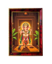 Lord Ganesha Photo Frame For Wall & Table | 7x9 Inch Golden Cherry Finish | Decorative Lord Ganesha Photo Frame For Home, Office & Pooja Room (F11678)