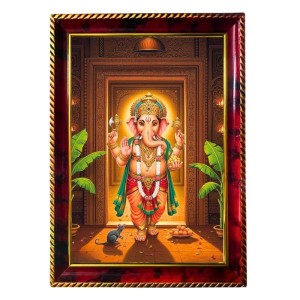 Lord Ganesha Photo Frame For Wall & Table | 7x9 Inch Golden Cherry Finish | Decorative Lord Ganesha Photo Frame For Home, Office & Pooja Room (F11678) Lord Ganesha Photo Frame For Wall & Table | 7x9 Inch Golden Cherry Finish | Decorative Lord Ganesha Photo Frame For Home, Office & Pooja Room (F11678)