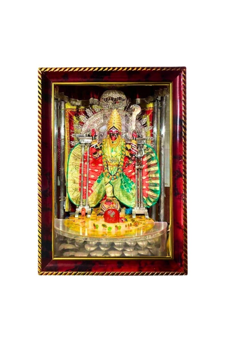 Goddess Shri Maha Kali Photo Frame For Wall & Table | 7x9 Inch Golden Cherry Finish | Decorative Goddess Shri Maha Kali Photo Frame For Home, Office & Pooja Room (F11601)