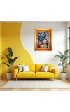 Shree Radha Shree Krishna Golden Designer Photo Frame | 10x14 Inch Religious Wall Hanging Frame For Home & Office Decoration | Hindu Deity Spiritual Gift Item