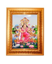 Maa Manasa Devi Golden Designer Photo Frame | 10x14 Inch Religious Wall Hanging Frame For Home & Office Decoration | Hindu Deity Maa Manasa Devi Spiritual Gift Item