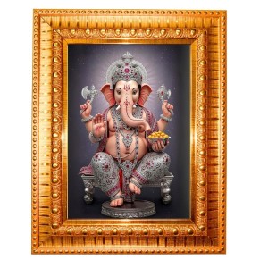 Lord Ganesha Golden Designer Photo Frame | 10x14 Inch Religious Wall Hanging Frame For Home & Office Decoration | Hindu Deity Lord Ganesha Spiritual Gift Item Lord Ganesha Golden Designer Photo Frame | 10x14 Inch Religious Wall Hanging Frame For Home & Office Decoration | Hindu Deity Lord Ganesha Spiritual Gift Item
