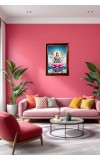 Lord Vishnu Photo Frame For Wall & Table | 7x9 Inch Golden Cherry Finish | Decorative Lord Vishnu Photo Frame For Home, Office & Pooja Room (F11346)