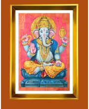 Golden Photo Frame - 10x14 Inches | Elegant Wooden Frame For Home, Office & Temple Decoration | Spiritual Wall & Table Decor and Gift Item