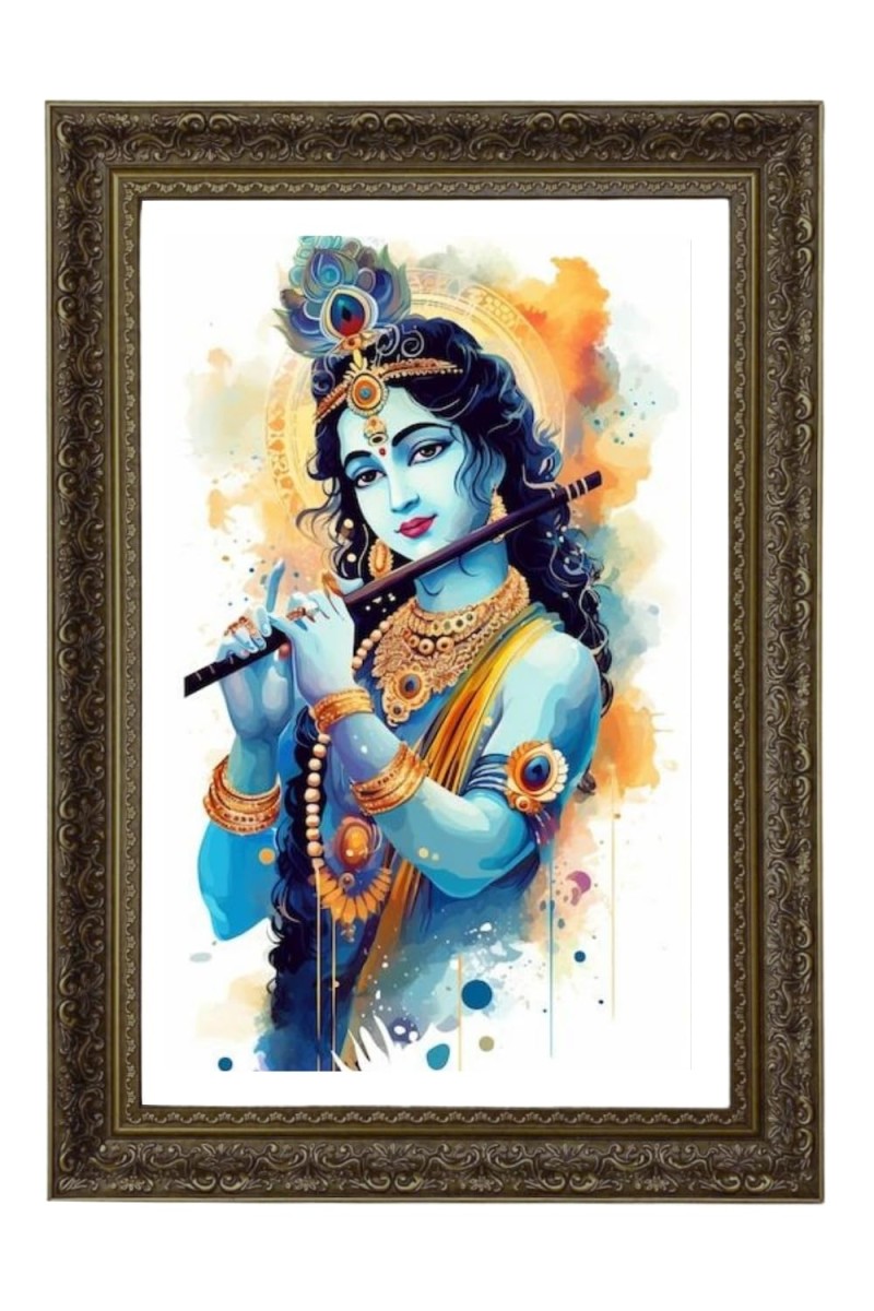 Divine Krishna Big Photo Frame - 20x28 Inches For Home,Temple & Office Decoration (F10760)