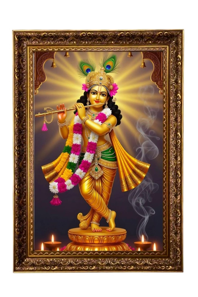 Divine Krishna Big Photo Frame - 20x28 Inches For Home,Temple & Office Decoration (F11203)