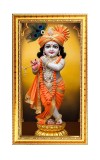 Divine Little Krishna Digital Golden Color Photo Frame | Hindu Religious Wall Decor | 10x17 Inches - Inspirational Wall Art For Office, Home Decor - Ideal Spiritual Gift (F10246)