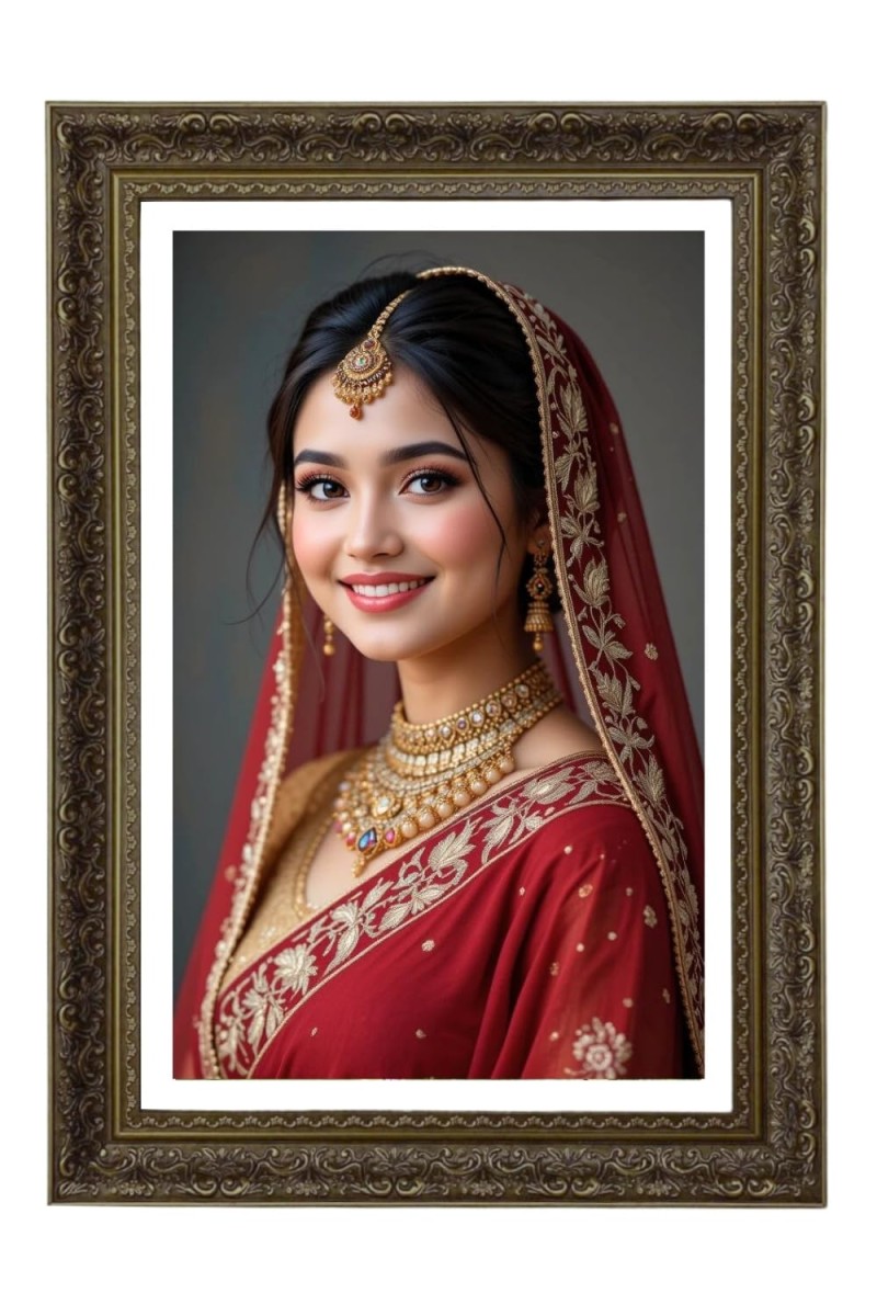 A Bride Women Big Photo Frame - 20x28 Inches For Home,Temple & Office Decoration (F11075)
