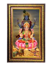 Goddess Lakshmi Digital Golden Balck Color Photo Frame | Hindu Religious Wall Decor | 10x16 Inches - Inspirational Wall Art For Office, Home Decor - Ideal Spiritual Gift (F16651)