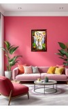 Radha Krishna Photo Frame For Wall & Table | 7x9 Inch Golden Cherry Finish | Decorative Radha Krishna Photo Frame For Home, Office & Pooja Room (F11819)