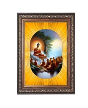 Gautam Buddha Spiritual Guru Digital Photo In Designer Frame, Size 10x16 Inch | Hindu Religious Picture For Home Temple, Office & Gift | Wall Art & Pooja Decor (F10463)