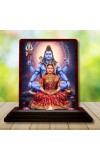 Car Desk/Table Top Lord Shiva And Parvathi Wooden Photo Stand 3x4 Inches, Compact & Stylish Spiritual Display For Car, Home & Office (Pack Of 1) (F14325)