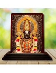 Car Desk/Table Top Lord Venkateshwara Wooden Photo Stand 3x4 Inches, Compact & Stylish Spiritual Display For Car, Home & Office (Pack Of 1) (F14258)