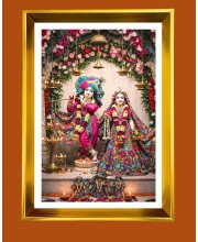 Divine Radha Krishna Golden Photo Frame - 10x14 Inches | Elegant Wooden Frame For Home, Office & Temple Decoration | Spiritual Wall & Table Decor And Gift Item (F9705)
