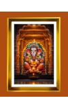 Lord Ganesha Golden Photo Frame - 10x14 Inches | Elegant Wooden Frame For Home, Office & Temple Decoration | Spiritual Wall & Table Decor and Gift Item