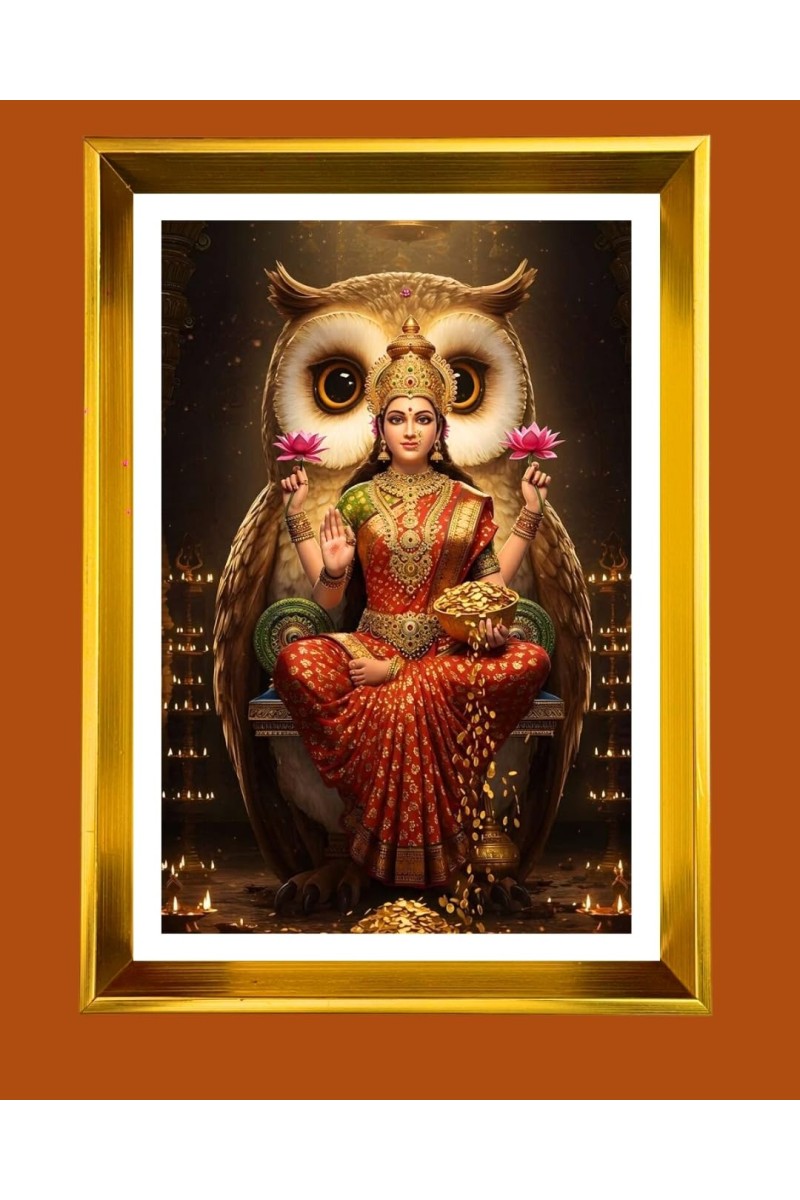 Golden Photo Frame - 10x14 Inches | Elegant Wooden Frame For Home, Office & Temple Decoration | Spiritual Wall & Table Decor and Gift Item