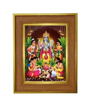 Lord Vishnu Photo Frame 14x18 Inches-Brown Wooden Frame For Home, Office & Temple Decoration And Gifting (F6247)