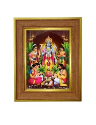 Lord Vishnu Photo Frame 14x18 Inches-Brown Wooden Frame For Home, Office & Temple Decoration And Gifting (F6247)