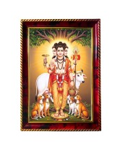 Dattatreya Photo Frame For Wall & Table | 7x9 Inch Golden Cherry Finish | Decorative Dattatreya Photo Frame For Home, Office & Pooja Room (F11661)