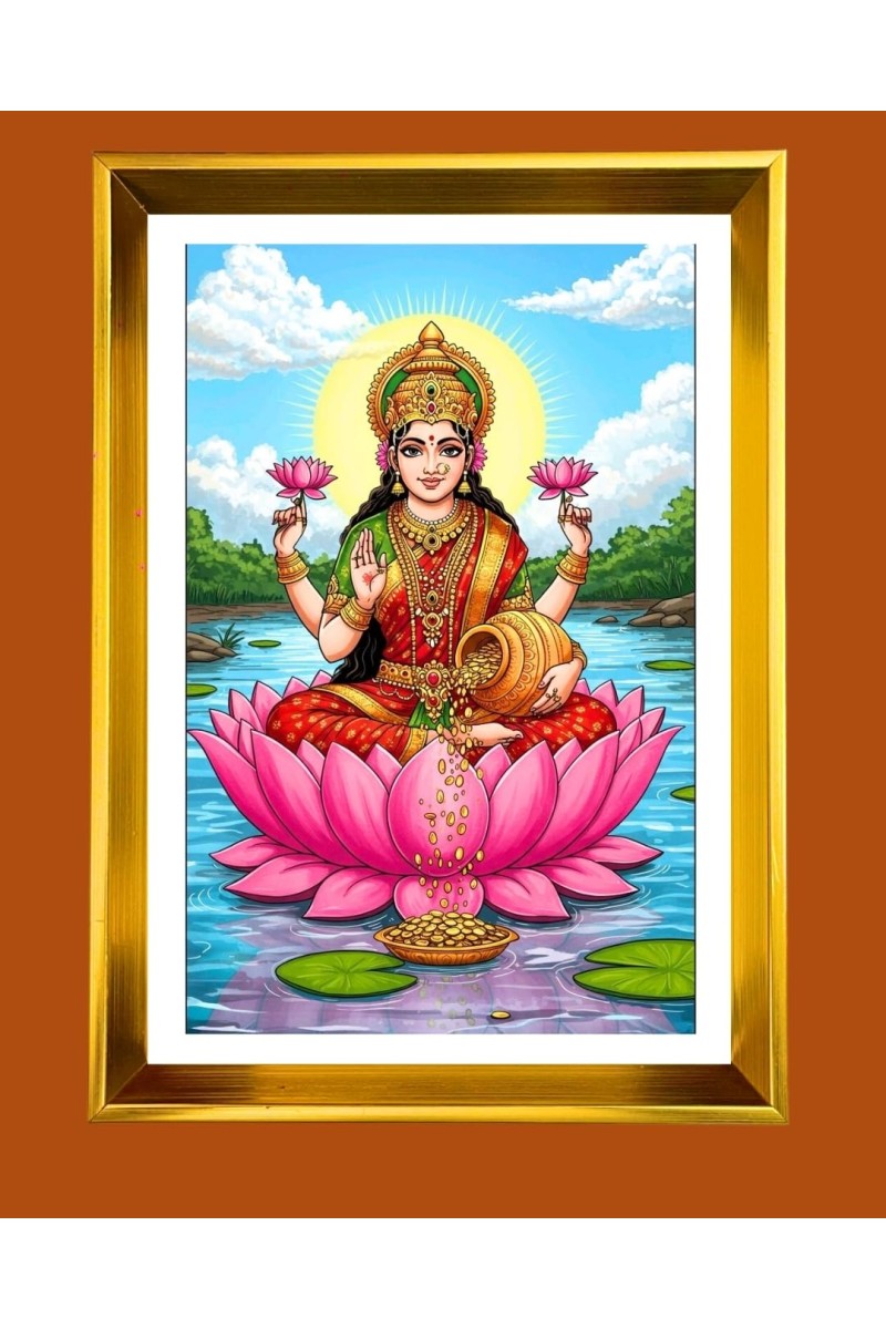 Golden Photo Frame - 10x14 Inches | Elegant Wooden Frame For Home, Office & Temple Decoration | Spiritual Wall & Table Decor and Gift Item