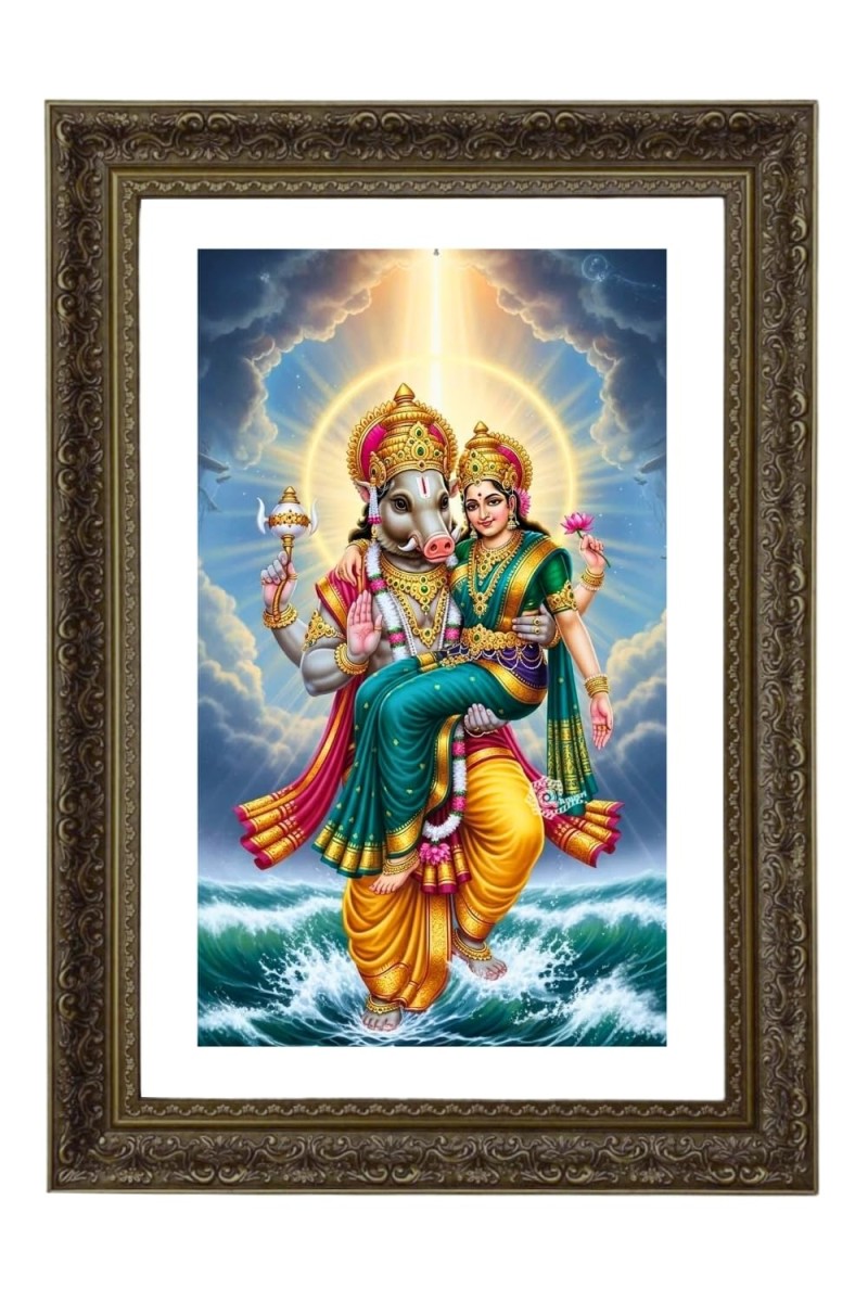 Varaha And Bhudevi Big Photo Frame - 20x28 Inches For Home,Temple & Office Decoration (F10635)