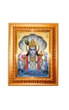 Lord Narayan Golden Designer Photo Frame | 10x14 Inch Religious Wall Hanging Frame For Home & Office Decoration | Hindu Deity Lord Narayan Spiritual Gift Item
