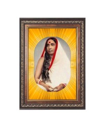 Maa Sarada Spiritual Guru Digital Photo In Designer Frame, Size 8x12 Inch | Hindu Religious Picture For Home Temple, Office & Gift | Wall Art & Pooja Decor (F10480)
