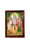 Lord Krishna And Radha Photo Frame For Wall & Table | 7x9 Inch Golden Cherry Finish | Decorative Lord Krishna And Radha Photo Frame For Home, Office & Pooja Room (F11790)